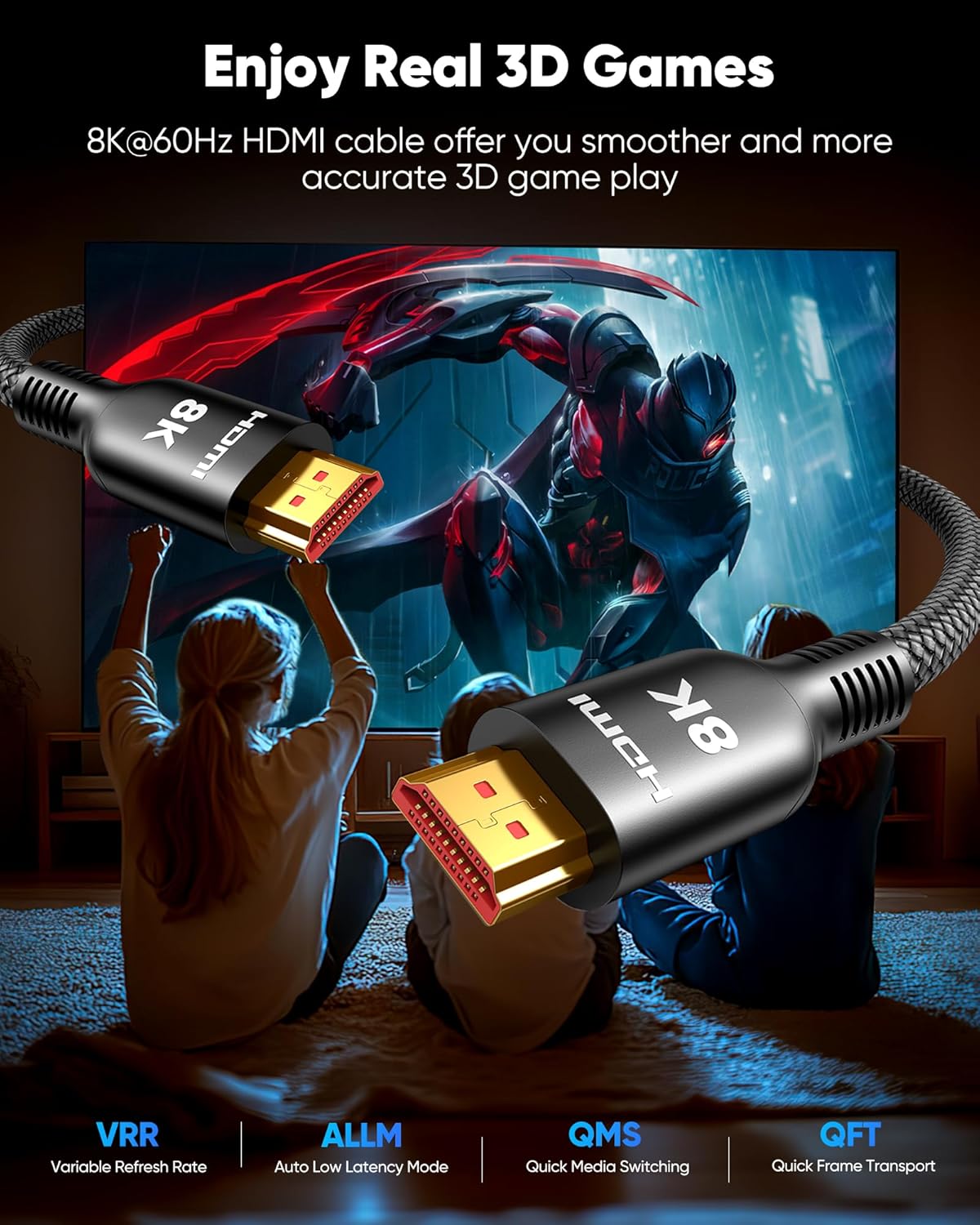 8K 5FT, 48Gbps Cord-4K@120Hz 8K@60Hz, 2.2&2.3, 10 TV/PS5/HDTV/Blu-ray Highwings HDMI Cable Ultra High Speed HDMI Cable