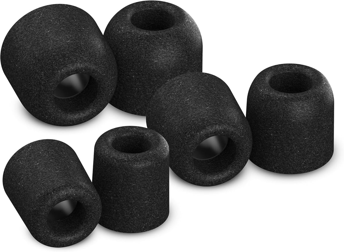 Comply 600 Core Series | Memory Foam Replacement IEM Ear Tips for Truthear, Sennheiser, Moondrop & More | Superior Noise Isolation, Ultimate Comfort, Secure Fit | Black (S/M/L) (3 Pairs)