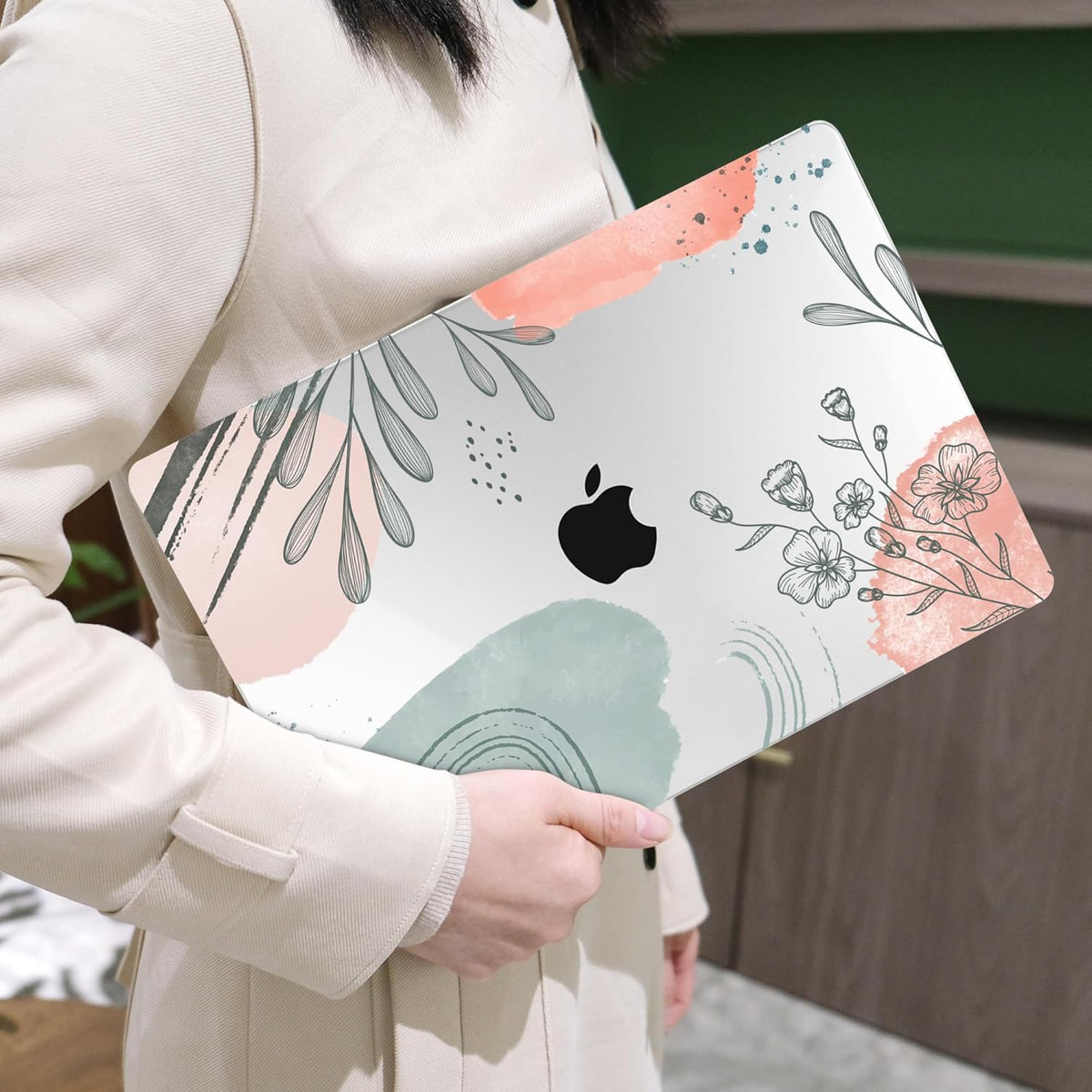 MEEgoodo for MacBook Air 13.3 inch Case 2021 2020 2019 2018 A2337 M1 A2179 A1932, Clear Case for MacBook Air M1 with Keyboard Webcam Cover & Trackpad Film & Type C Adapter,Watercolor Floral 3