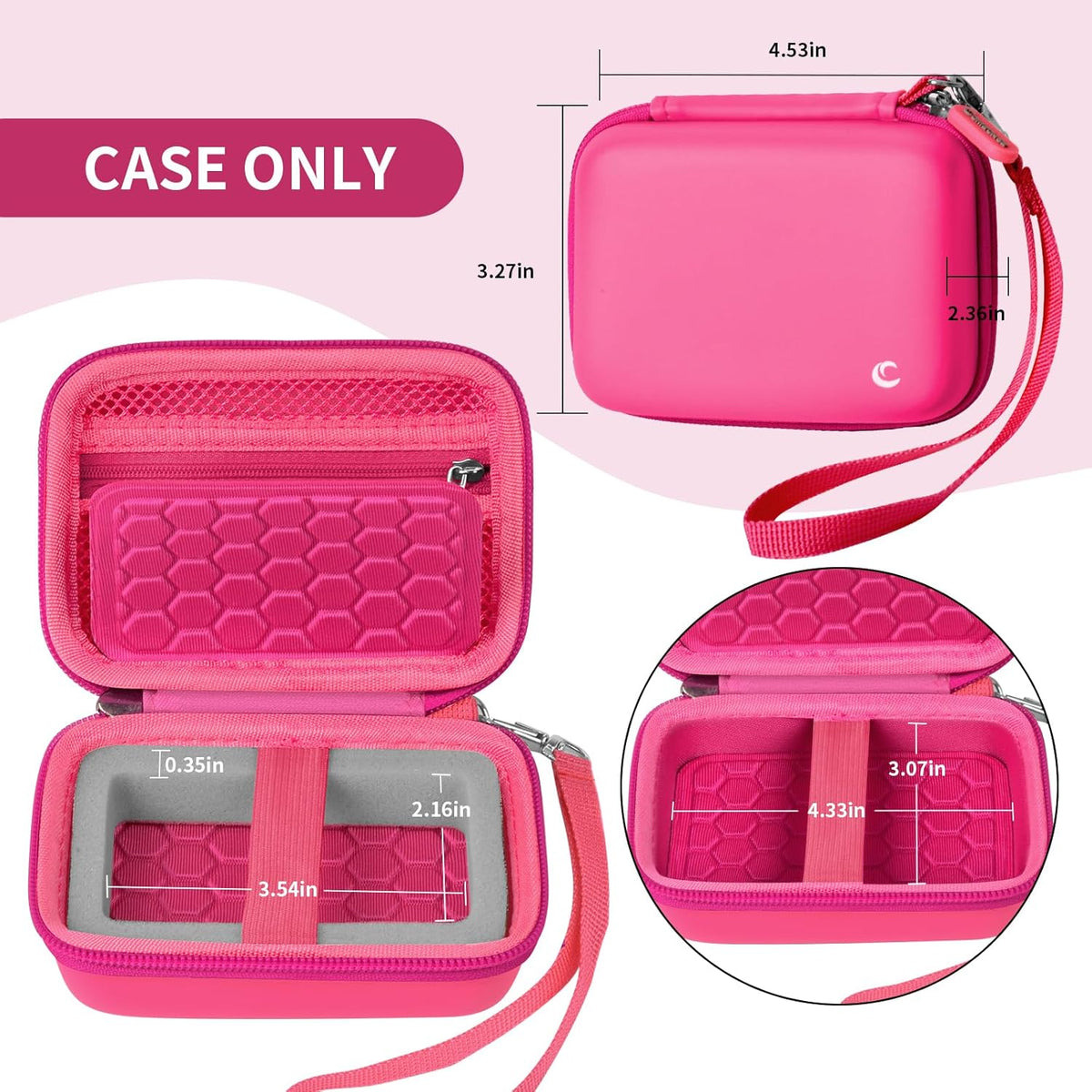 Carrying & Protective Case for Digital Camera, AbergBest 21 Mega Pixels 2.7" LCD Rechargeable HD/Kodak Pixpro/Canon PowerShot ELPH 180/190 / Sony DSCW800 / DSCW830 Cameras for Travel - Bright Pink