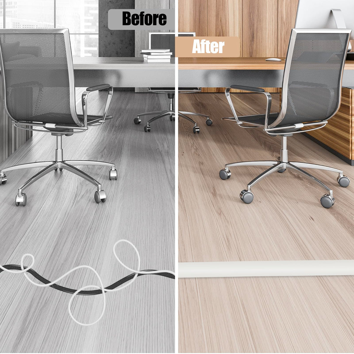 Floor Cord Cover Cable Cavity Self Adhesive Cord Hider Floor 10FT Floor Cable Management Power Cord Protector Floor Electric Cord Covers for Offices, Gym, Exhibitions (Beige, 1.97" x 10')