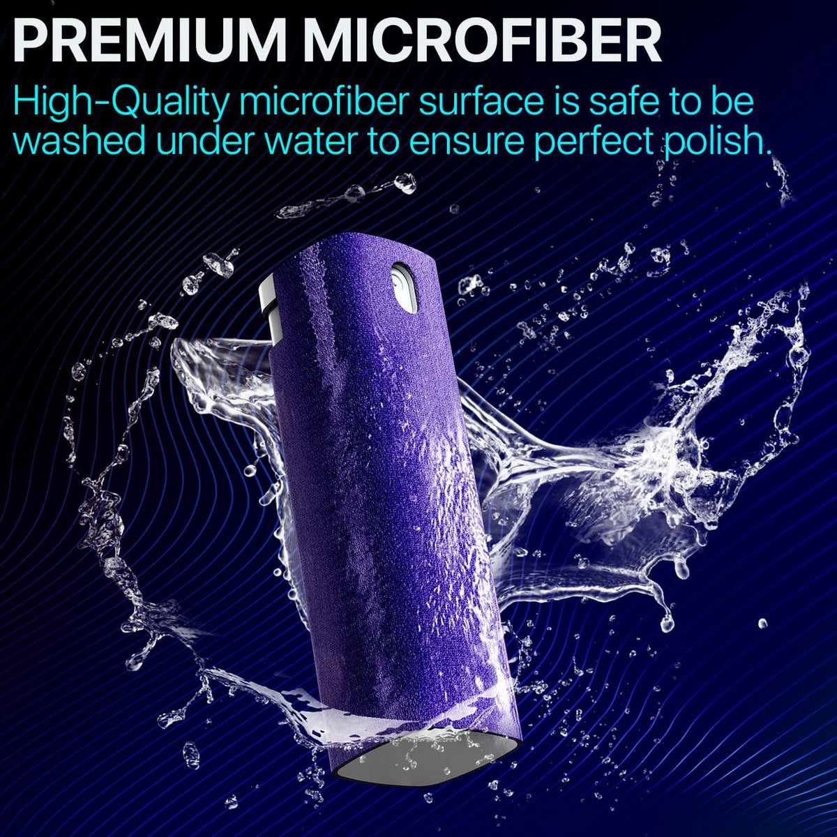 Mini Screen Cleaner Spray – Finger Proof Screen Cleaner for Smartphones, iPads, MacBooks, Laptops, Car Screens, Touchscreens – 3 in1 Mist Cleaner, Microfiber Cloth and Protective Cover (Blue)