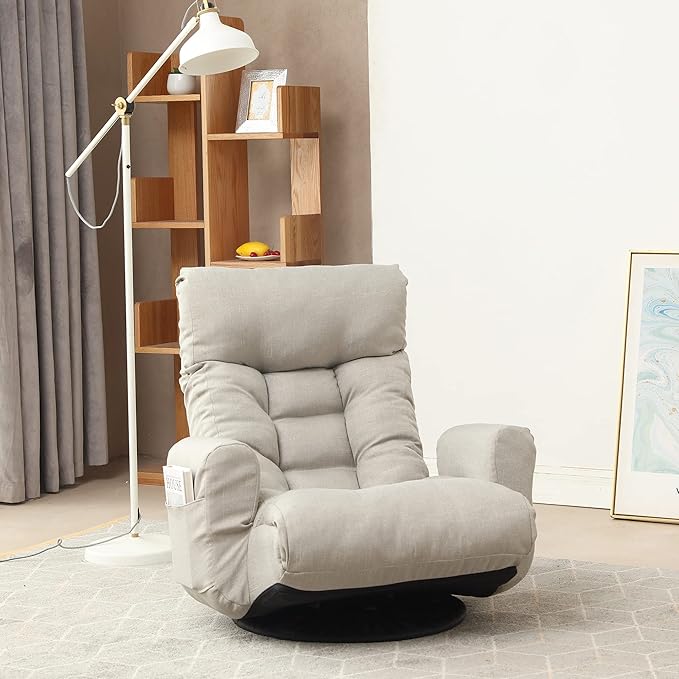 KINFFICT Floor Game Chair 360 Degree Rotatable Sofa Chair Adjustable Head and Waist Lounge Chair Rotatable Seat Leisure Chairs