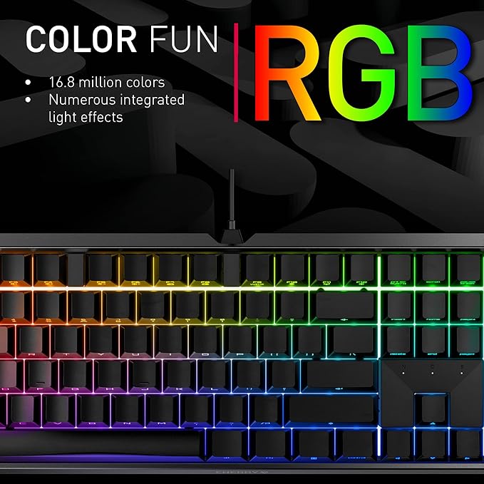 Cherry MX 3.0S Wired Mechanical Gaming Keyboard Front Lettering Keycaps Robust Aluminum Housing RGB-Lighting Full Key Rollover MX Silent RED Switches Black