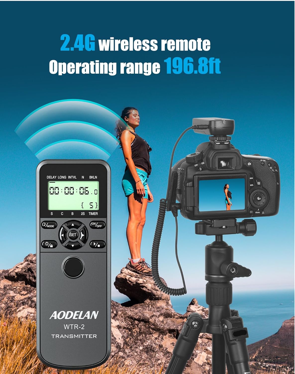 Camera Wireless Interval Shutter Remote Timer Release Compatible with Df Z7 Z7II Z6 Z6II Z5 D750 D780 D5300 D3100 D5600 COOLPIX P1000 P950; Replaces Nikon MC-DC2