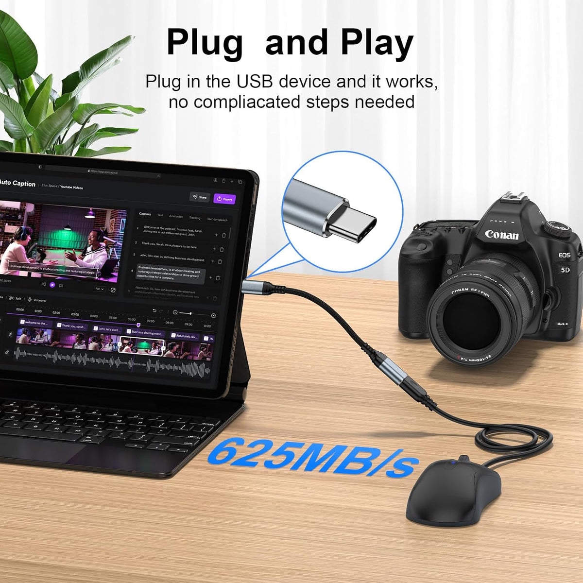 USB C to USB Adapter - 5Gbps [2 Pack] USC 3.0 OTG Adapter for Android - USBC Male to USB Female Adapter, Type C OTG Cable Converter Support Camera, Card Reader, USB Flash Drive, External/MIDI Keyboard