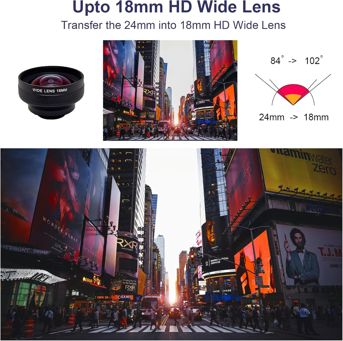FotoZ 18mm Wide Angle Lens with 17mm Thread Lens Clip for iPhone & Samsung Galaxy and Most Smartphones, Compatible with SmallRig iPhone Samsung Smartphone Cage Case