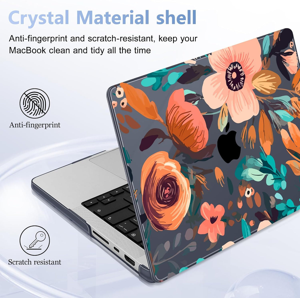 for MacBook Pro 16 inch Case 2021 2022 2023 2024 Release A3186 A3403 M4 A2991 M3 A2780 M2 A2485 M1 Pro/Max, Hard Shell Case with Screen Protector & Keyboard Cover, Florals Pattern