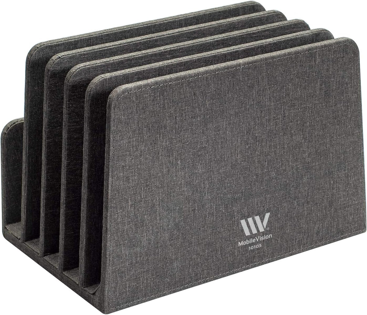 MobileVision Multi Device Stand & Organizer for Smartphones, Tablets and Laptops, Executive Dark Gray, 5 Slots