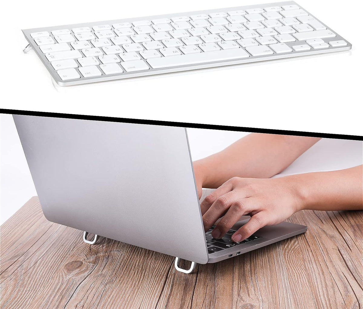Abeillo 2PCS Portable Keyboard Riser, Self-Adhesive Mini Laptop Stand Invisible Computer Keyboard Stand for Desk