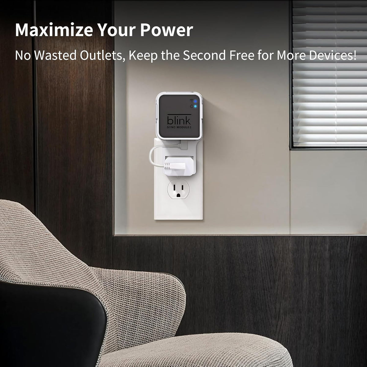256GB USB Flash Drive & Outlet Wall Mount for Blink Sync Module 2 with Short Cable - Save Space - No Messy Wires - Easy Move Mount Bracket Holder for Blink Outdoor Indoor Security Camera (1 Pack)