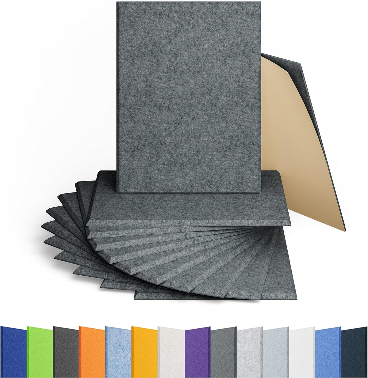 12 Pack Acoustic Panels Self Adhesive Sound Proof Foam, High Density Sound Acoustic Panel, 16X12X0.4 Inch 4:3 Rectangle Panels in Home, Office, Reccording Room, Studio (Moonlight Grey)