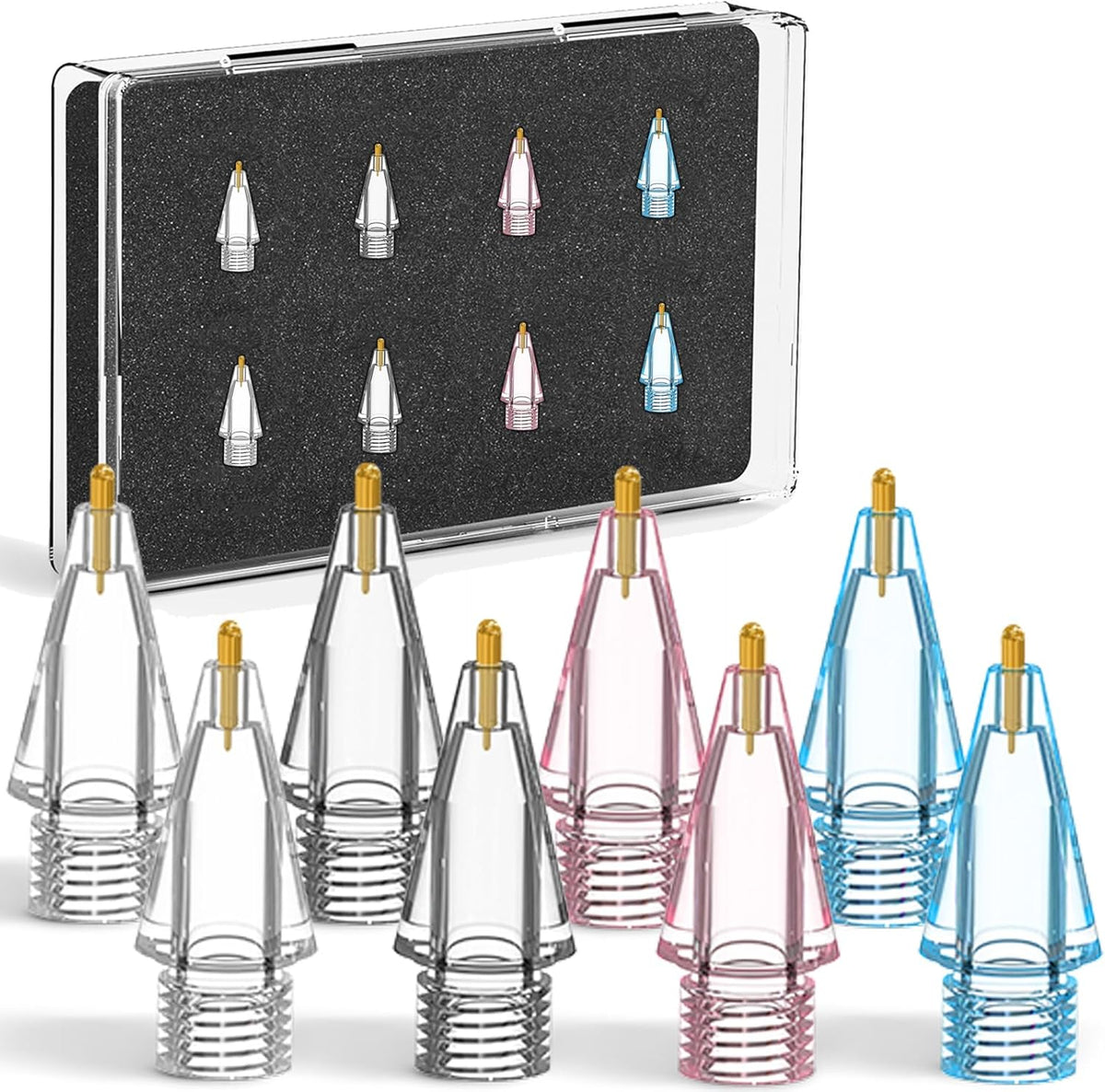 2+6 Pack for Apple Pencil Tips,Upgraded Replacement Pencil Nibs for Apple Pencil 2nd Generation and Apple Pencil 1st Generation,Accessories Compatible with Apple Pencil 2 Gen iPad Pro Pencil Tips