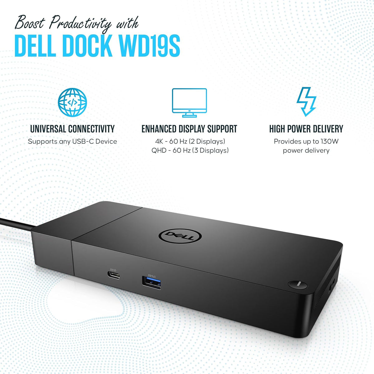 WD19S Docking Station Dual Monitor Bundle - Dock Station with 180W + USB Type-C + HDMI+ Dual DisplayPort - Ultimate Laptop Docking Station