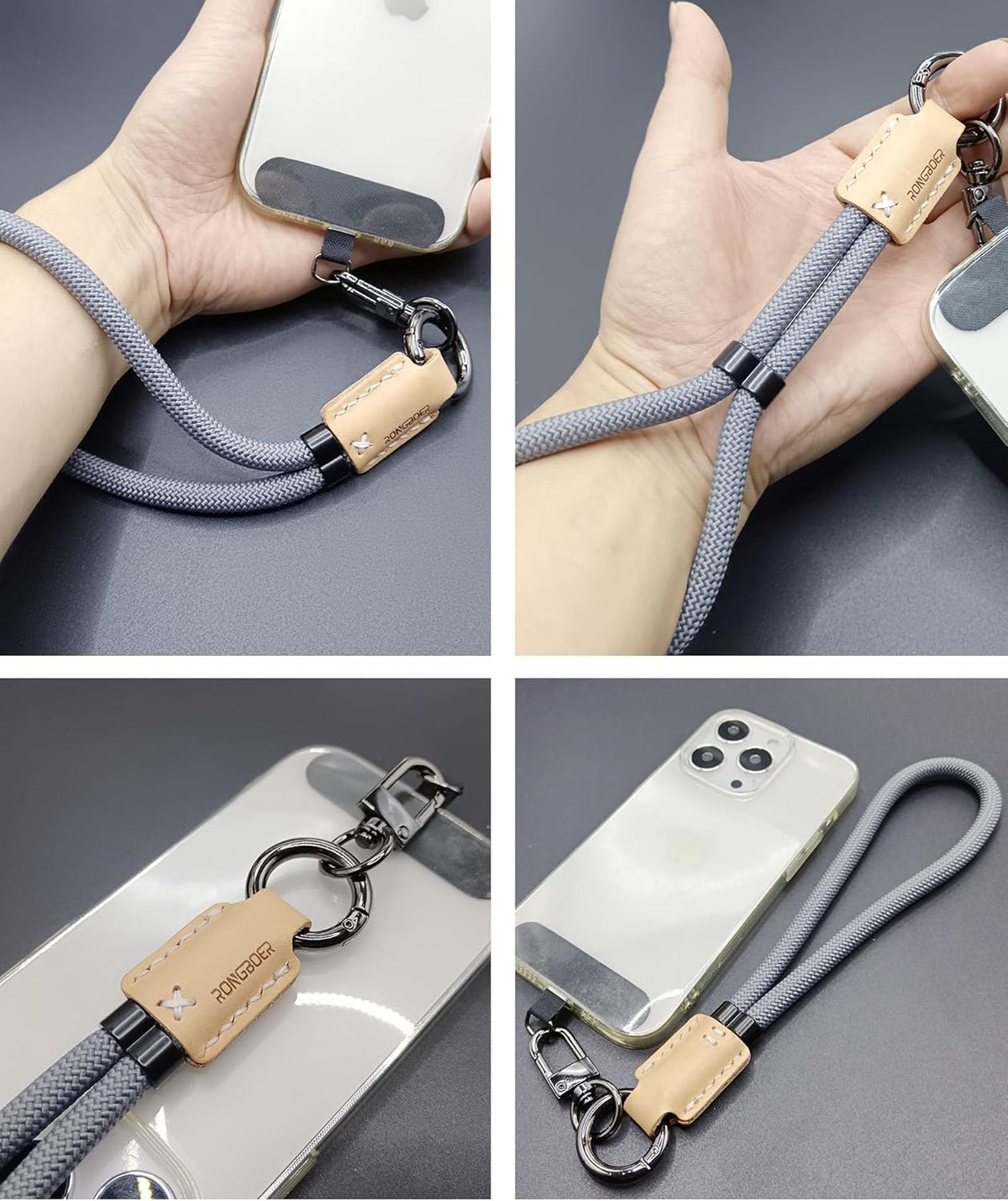 Handmade Cowhide Leather Phone Wrist Strap,Universal Adjustable Key Lanyard,Stylish Wristlet Keychains for Women&Men