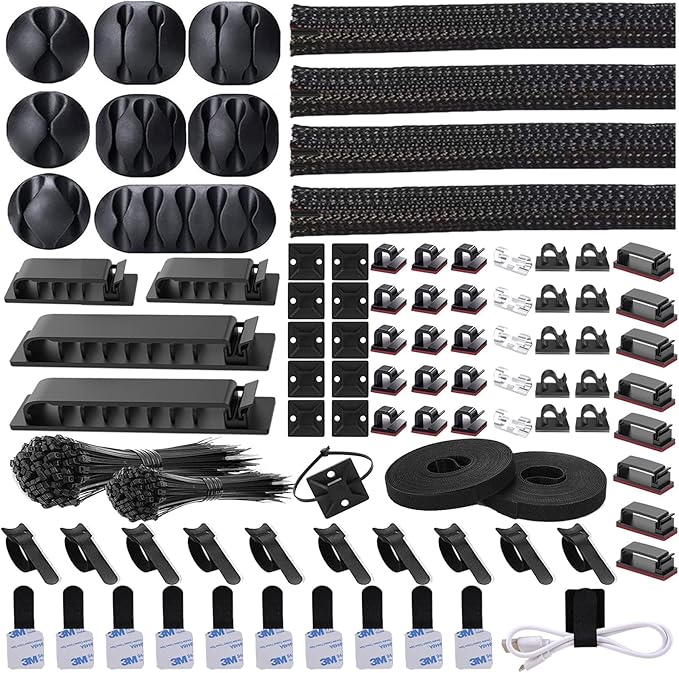 DRIVUU 311Pcs Cable Management Organizer Kit 4 Cable Sleeve Split