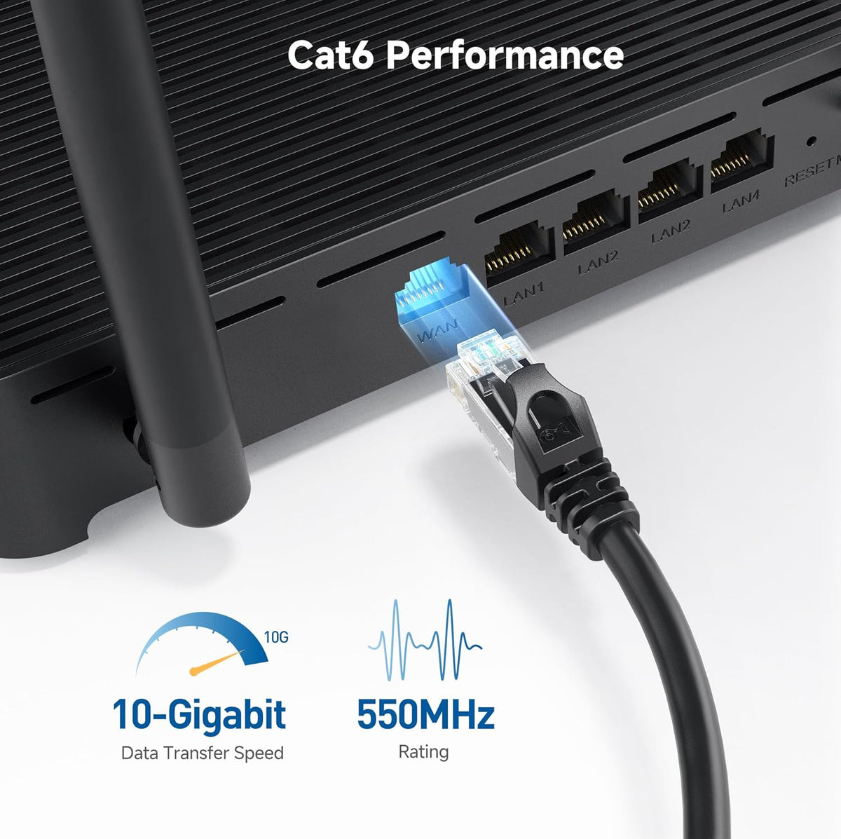 10Gbps 10-Pack 6 2ft, 6 Cat6 Cable Matters Snagless Short Cat Ethernet Cable - Cat Cable, Cord, Ethernet Cord, Black