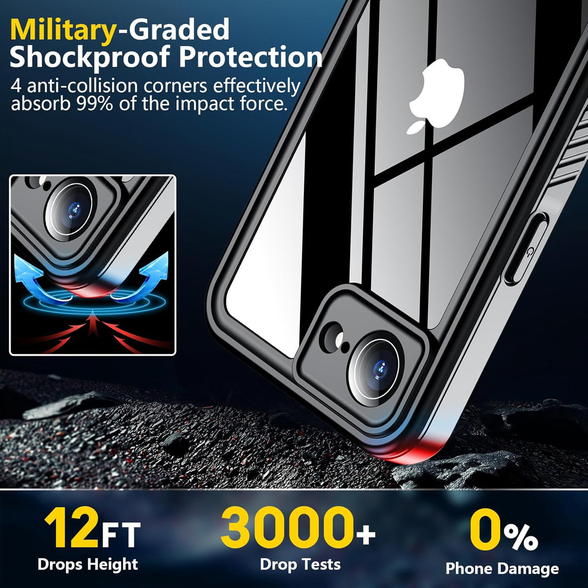 SPIDERCASE for iPhone 16e Case Waterproof,Built-in Screen & Camera Lens Protector[IP68 Underwater] [Military Grade Shockproof] Cell Phone Home Button Stickers, Blue/Clear