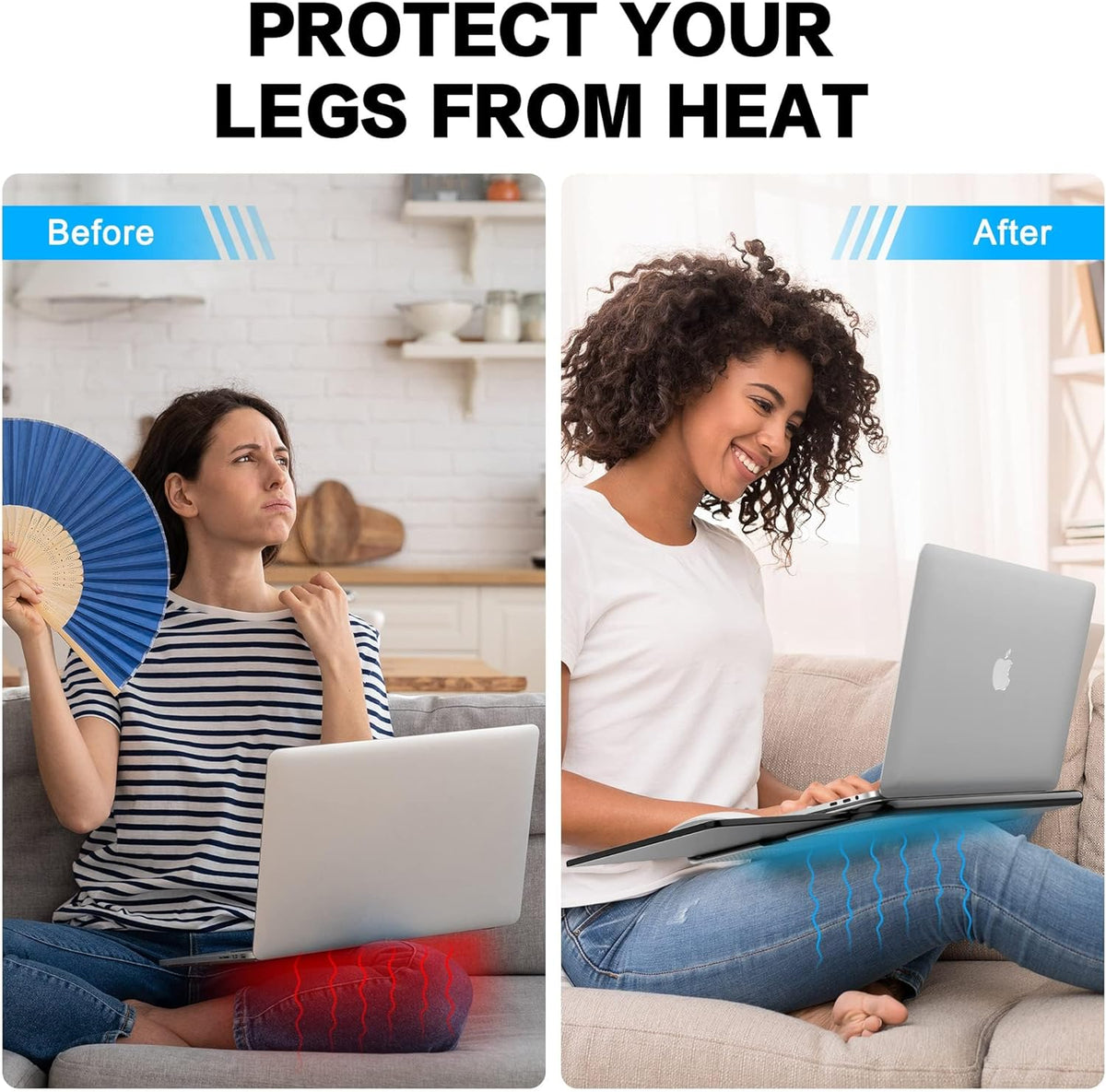 AboveTEK Portable Laptop Lap Desk w/Retractable Left/Right Mouse Pad Tray, Non-Slip Heat Shield Tablet Notebook Computer Stand Table w/Sturdy Stable Work Surface for Bed Sofa Couch or Travel