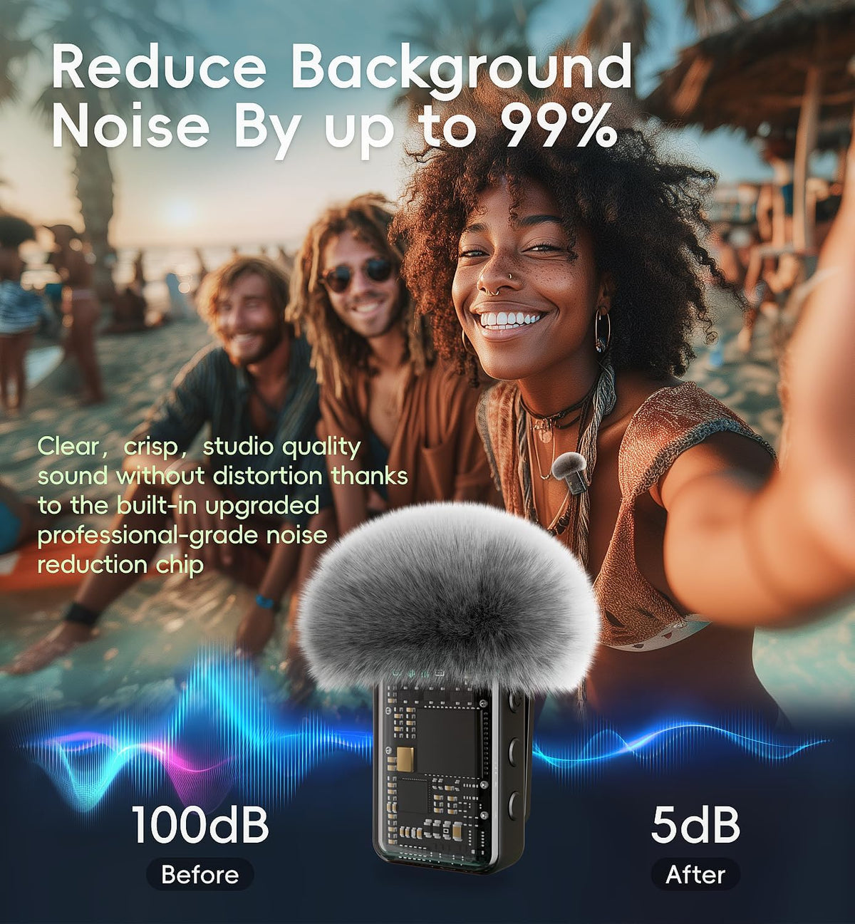 Microphone for iPhone with Charging Case Mini Microphone Wireless Lavalier USB C Lapel Mic Clip on Mic for iPhone, iPad, Android for Video Recording, Vlog, YouTube, TikTok
