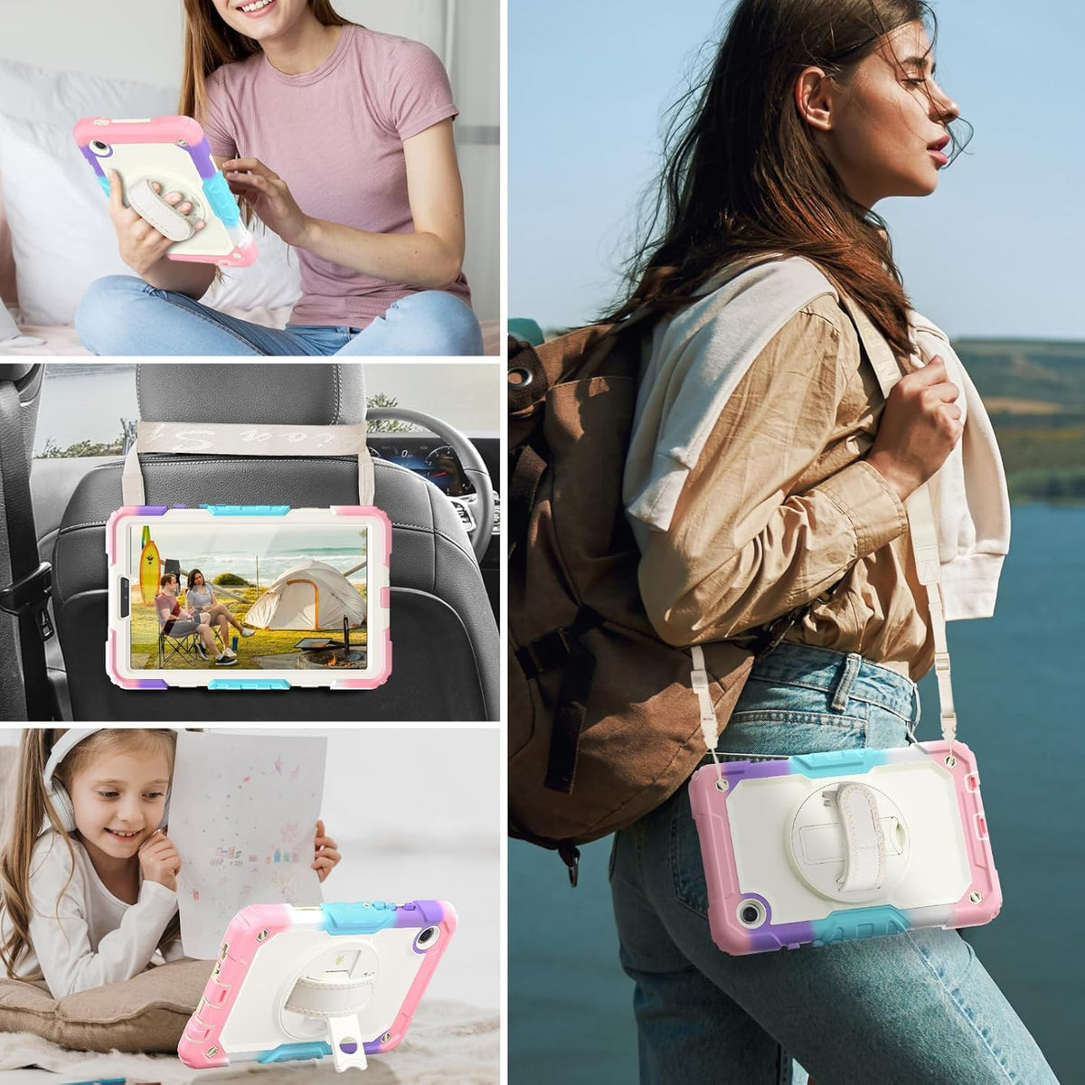 HXCASEAC Case for Samsung Galaxy Tab A9 8.7 Inch, Protective with Screen Protector/Hand Strap/Pen Holder, Sturdy Shockproof for Samsung A9 Tablet Case SM-X110 SM-X115 SM-X117 - Pink