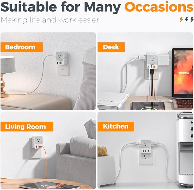 TESSAN USB C Charger Block 20W PD, 4 USB Wall Charger Fast Charging