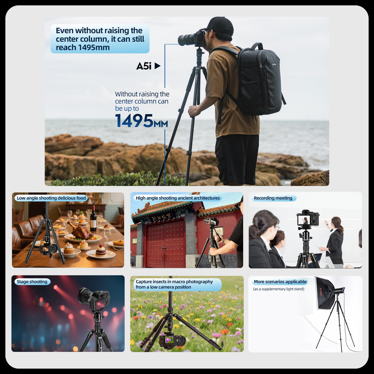 Fotopro Camera Tripod, Foldable Aluminum Tripod/Monopod, 360°Ball Head Detachable with Quick Release Plate, Lightweight Tripod for Camera, Phone, A4I