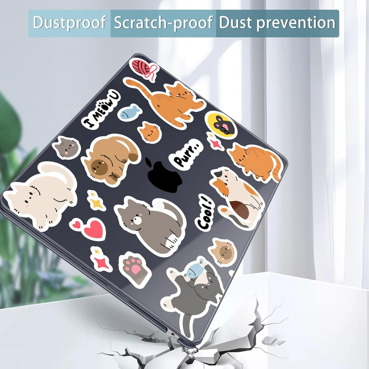 May Chen for MacBook Air 13.6 Inch Case 2025/2024/2023/2022 Release (Model A2681 A3113 A3240, M2 M3 M4 Chip) – Hard Shell Laptop Cover with Keyboard Cover & Screen Protector，Cat Sticker Print