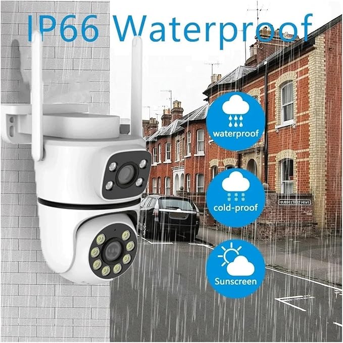 10MP Dual-Lens 5G WiFi Camera PTZ Outdoor 4K HD Dual Screen Home Security-Protection Camera Color Night Vision Surveillance(AU Plug8MP NO SD Card)