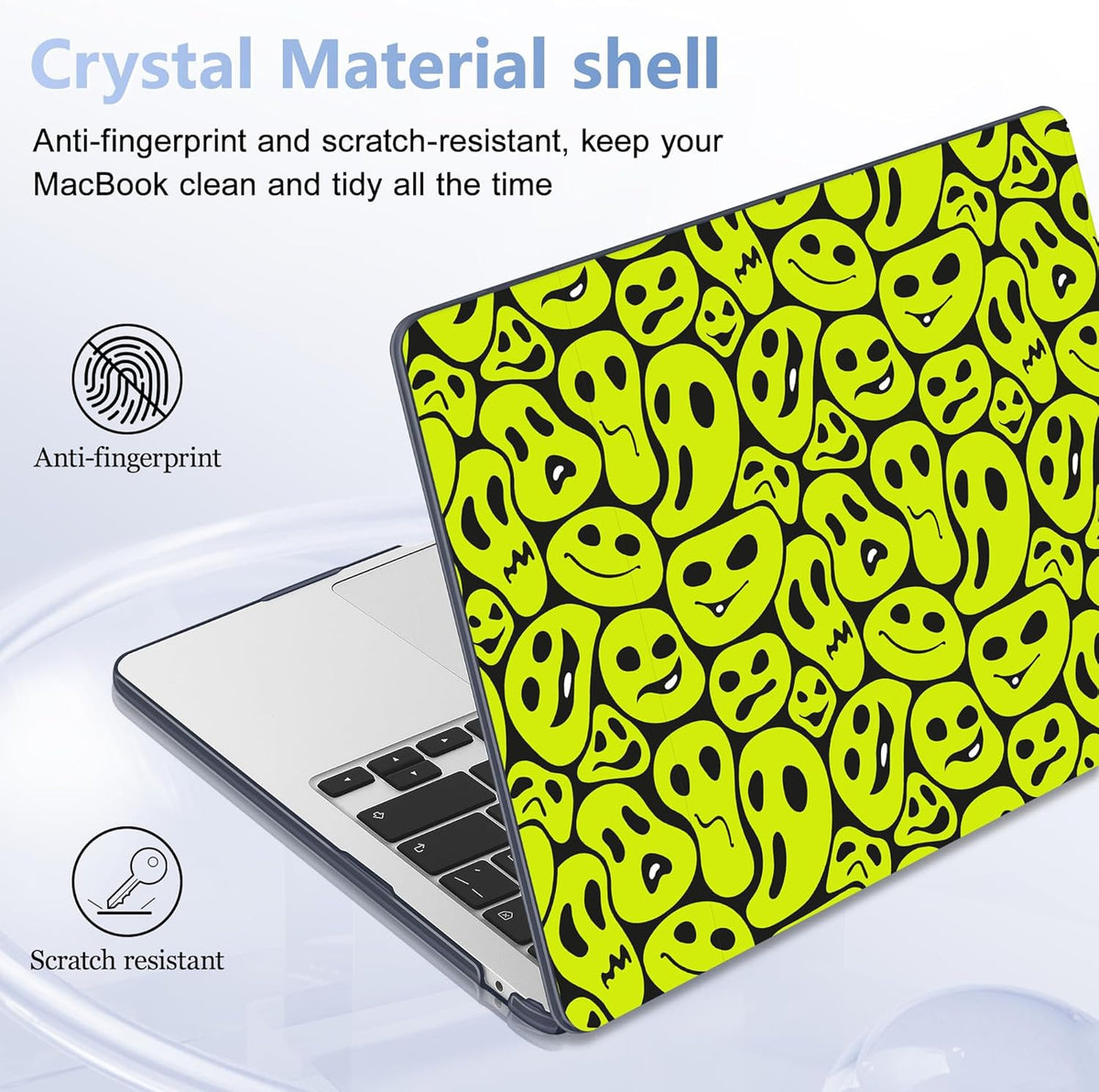 Case for MacBook Air 15 Inch 2025 2024 2023 Release M4 A3241 M3 A3114 M2 A2941, Hard Shell with Screen Protector & Keyboard Cover, Compatible with Touch ID, Distorted Emoticon