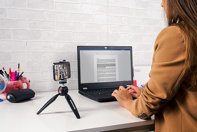 Manfrotto MTPIXIMII-B, PIXI Mini Tripod with Handgrip for Compact System Cameras, for DSLR, Mirrorless, Video, Made in Italy, Technopolymer and Aluminum, Black