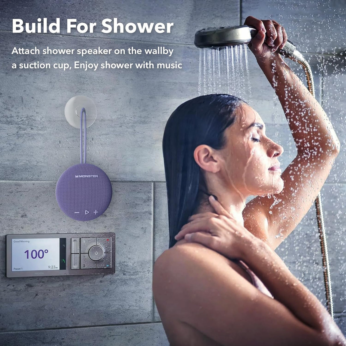 Monster Bluetooth Speaker, IPX8 Shower Speaker Waterproof, Bluetooth 5.4 with Loud HD Sound and Robust Bass, Extra Long Playtime Punchy, for Home, Beaches Portable Wireless Outdoor Speakers