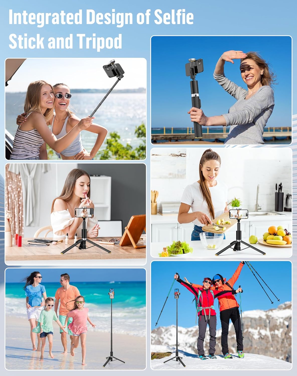 Phone Tripod Selfie Stick:Phone Stand for Recording,Bluetooth Selfie Stick for iPhone Compatible with Android（Samsung Galaxy s24 Ultra） is Content Creator 's Travel Essentials Tool