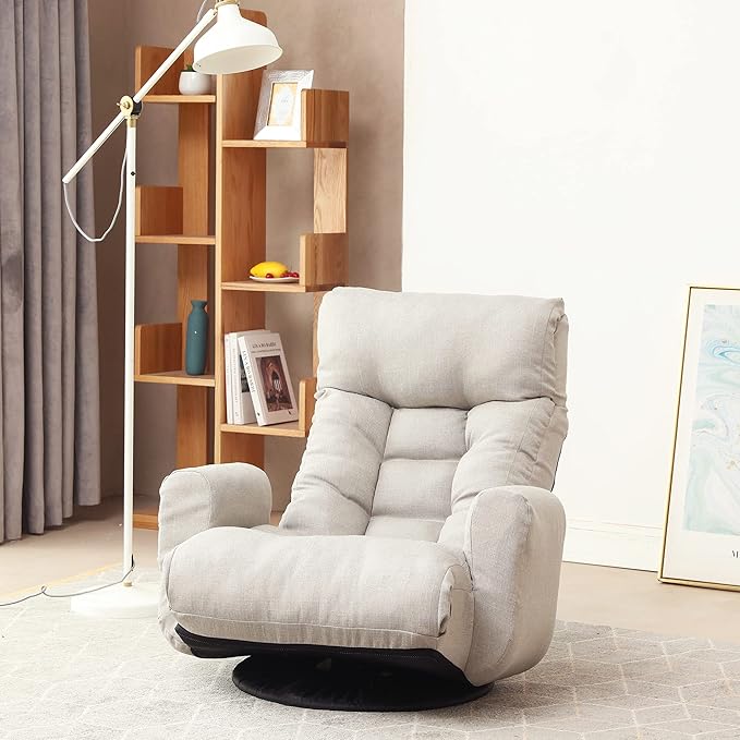 KINFFICT Floor Game Chair 360 Degree Rotatable Sofa Chair Adjustable Head and Waist Lounge Chair Rotatable Seat Leisure Chairs