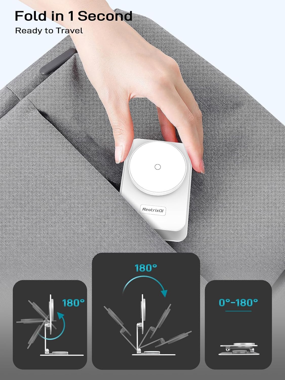 Compatible with MagSafe Charger, 15W MagSafe Charger Stand, 360°Rotation Base Adjustable Foldable Wireless Charger for Samsung Galaxy S25 Ultra/Z Fold7/Flip7/iPhone 16/Pixel 10 Pro/Pixel 10 Pro Fold