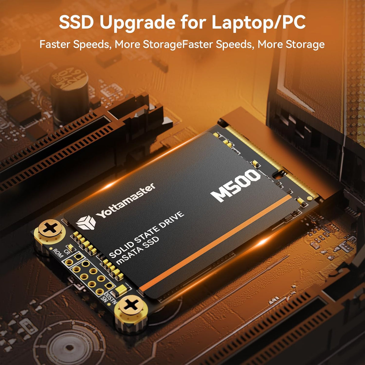 Yottamaster M500 256GB mSATA SSD SATA III 6Gb/s, mSATA Internal Solid State Drive Up to 500MB/s, Mini-SATA with 3D NAND, Compatible with Ultrabooks Desktop PC Laptop, All-in-One PCs, 30x50mm