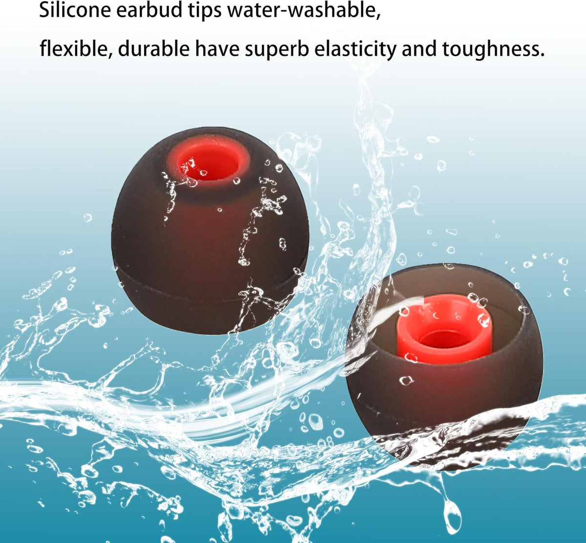 Silicone Earbud Tips - Fit Most In-Ear Earbuds (Inner Hole 3.8mm - 5.1mm) - 9 Pairs S M L