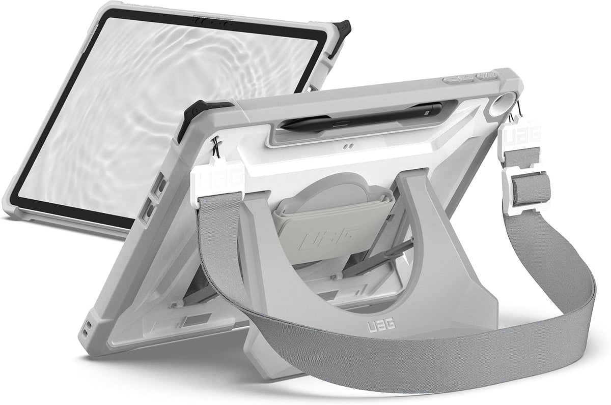 URBAN ARMOR GEAR UAG Designed for Microsoft Surface Pro 1st Edition 12" Case - Rugged Protective Cover with Multi-Angle Kickstand Pen Holder Hand Strap & Shoulder Strap, Plasma Healthcare White/Grey