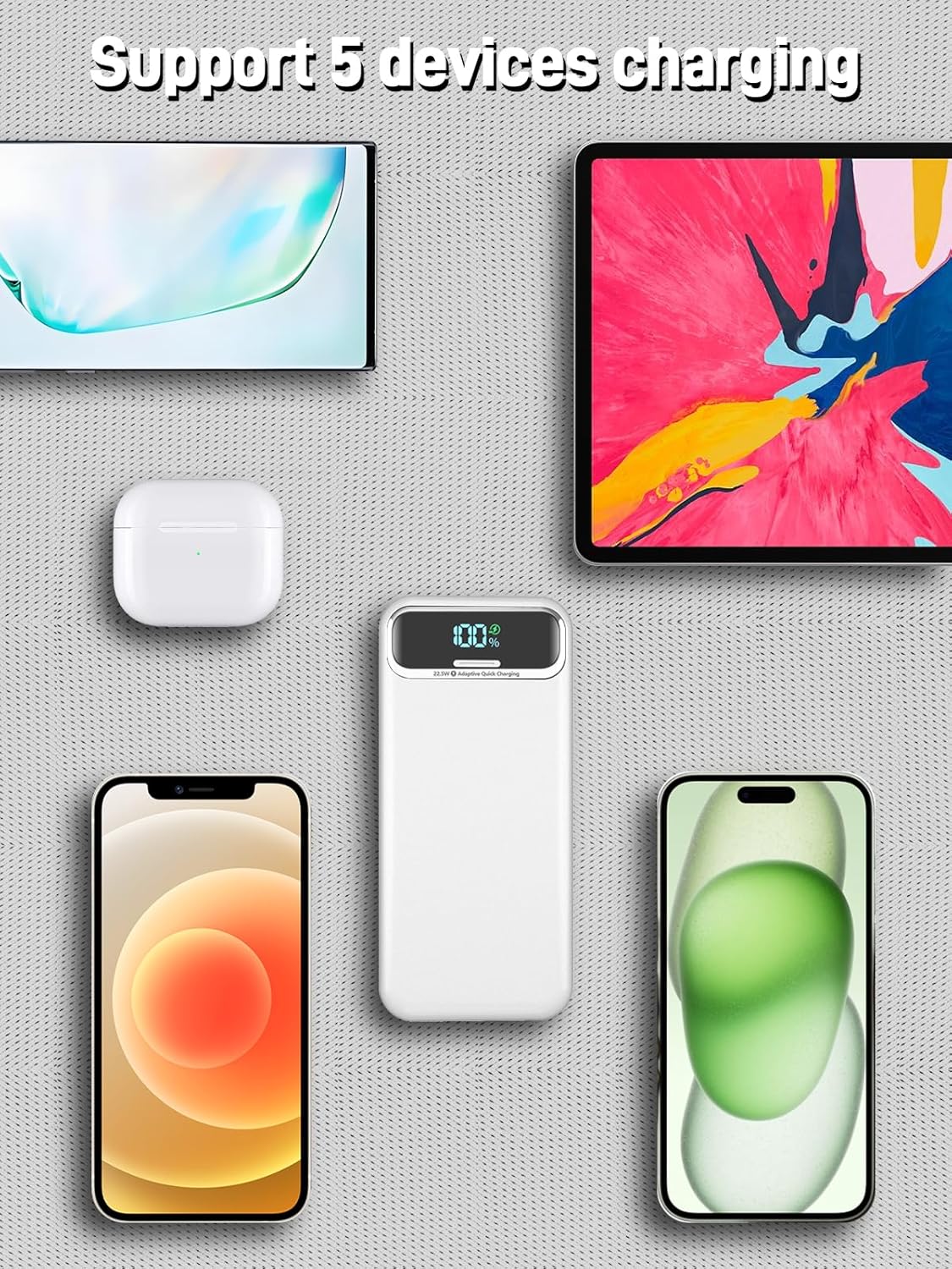 Portable Charger Power Bank with Built in Cables and AC Wall Plug,PD20W&SCP22.5W USB-C Super Fast Charging,20000mAh Travel Phone Charging,LED Display Battery Pack Compatible All iPhone Samsung etc