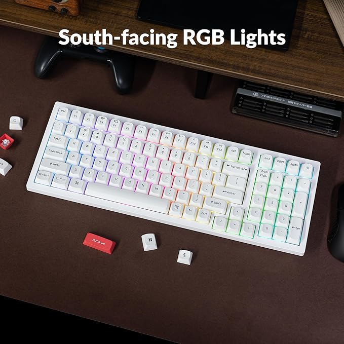 Keychron K4 Pro QMK/VIA Custom Wireless Mechanical Keyboard Programmable Hot-swappable 100 Keys RGB Backlight Wired Gaming Keyboard with K Pro Silent Red Switches for Mac/Windows/Linux