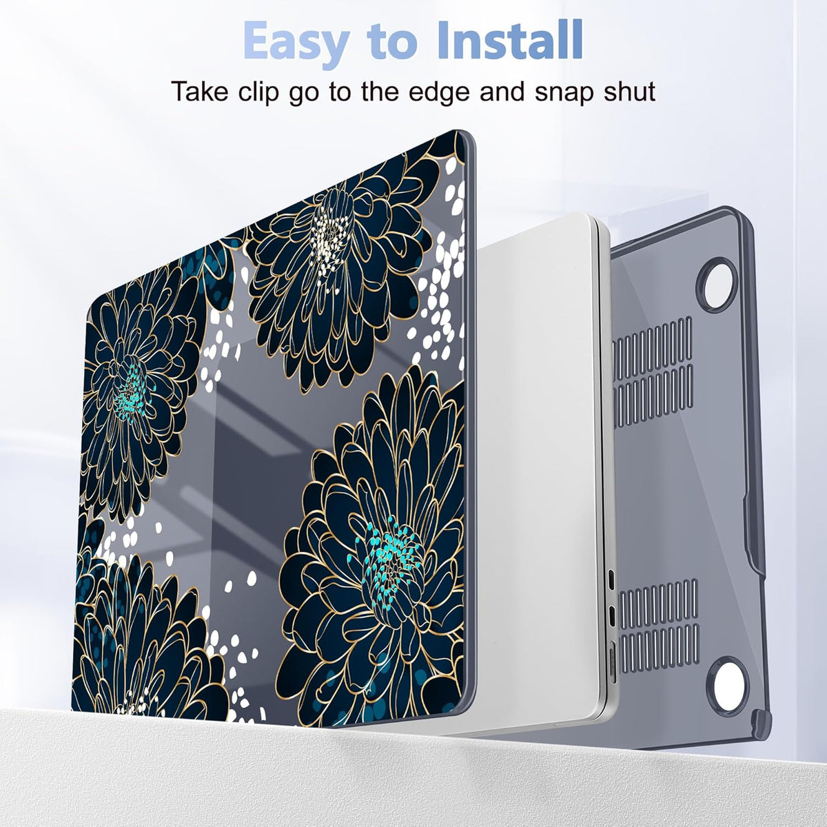 Case for MacBook Air 15 Inch 2025 2024 2023 Release M4 A3241 M3 A3114 M2 A2941, Hard Shell with Screen Protector & Keyboard Cover, Compatible with Touch ID, Luxury Floral