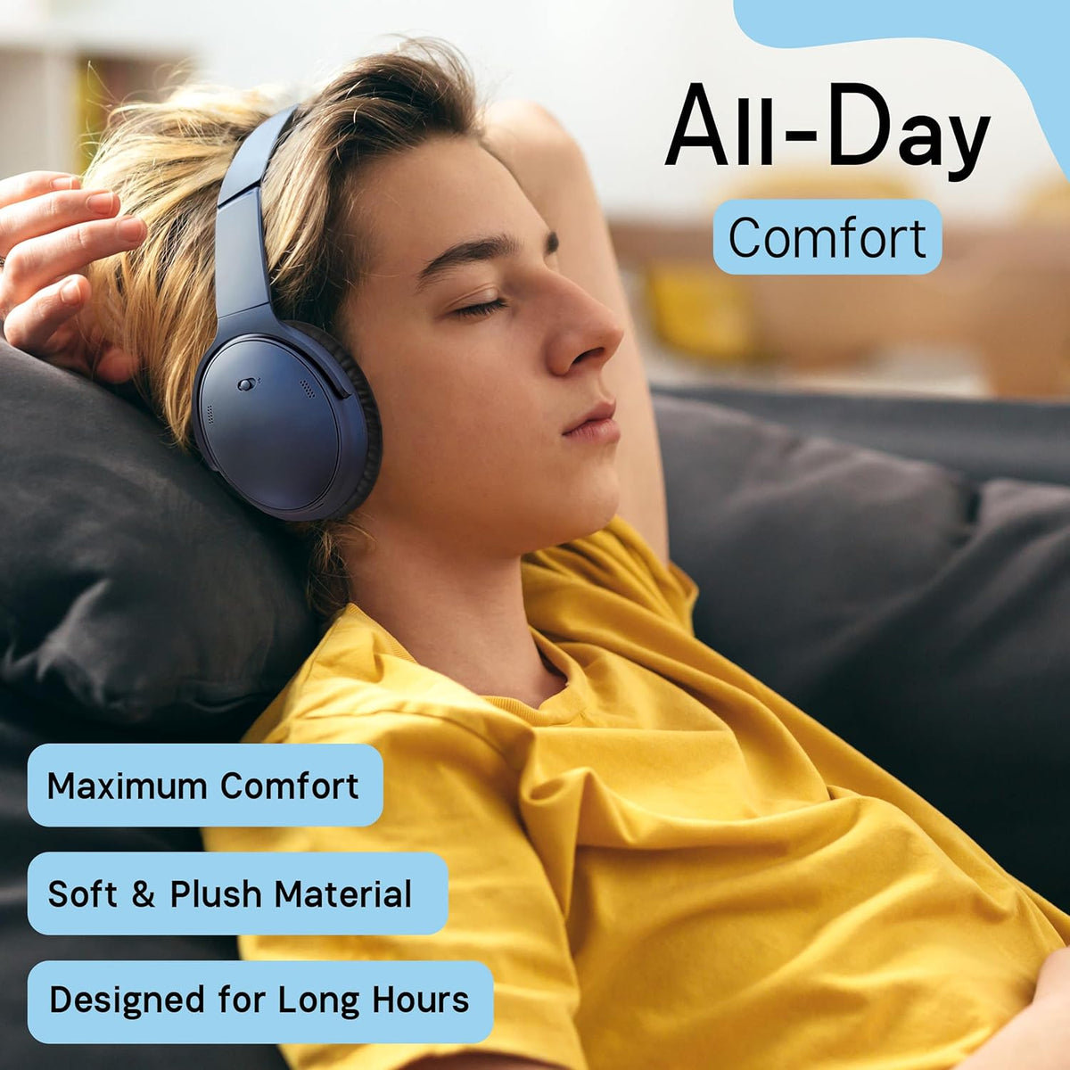 Earpads Replacements for Bose QuietComfort 35, QuietComfort 45, QC 35, QC 45 Over Ear Headphones, Protein Leather, Noise Isolation Fit, Black