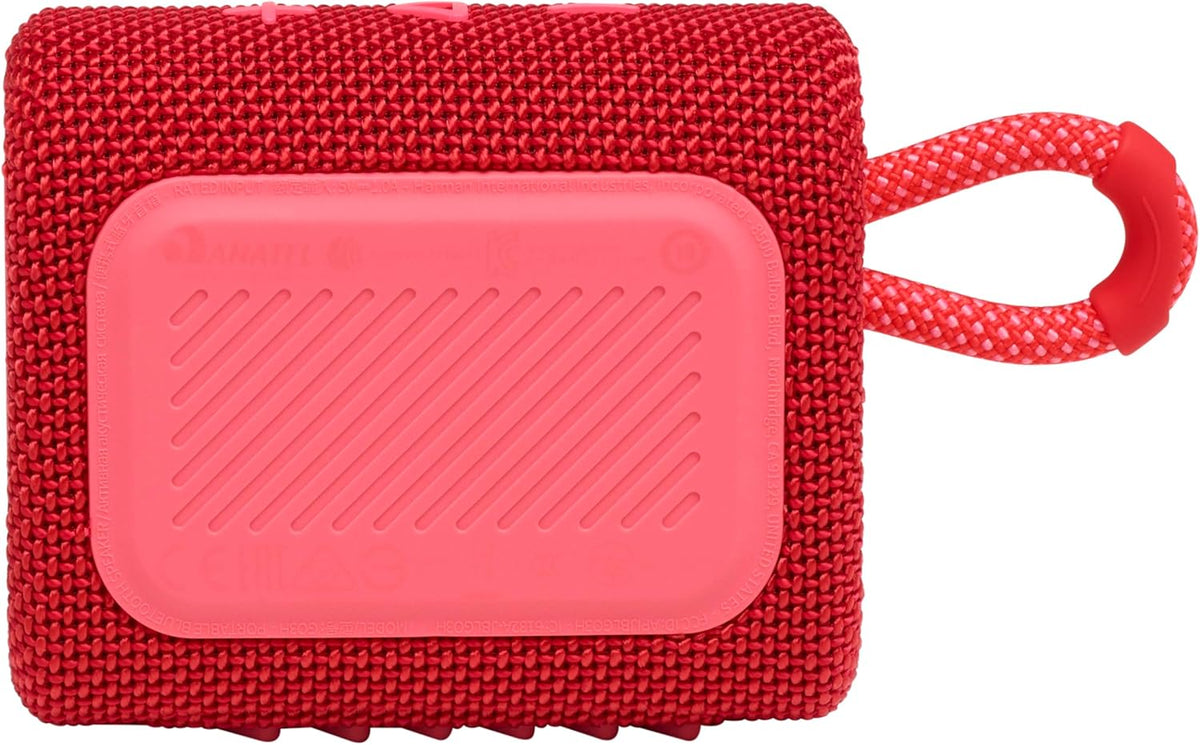 JBL Go 3 - Portable Mini Bluetooth Speaker, big audio and punchy bass, IP67 waterproof and dustproof, 5 hours of playtime, speaker for home, outdoor and travel (Red)
