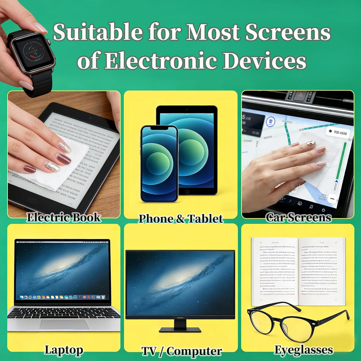 120 Count Screen Cleaner Lens Wipes for Electronics, Eyeglass Cleaning Wipe for Screens Individually Wrapped