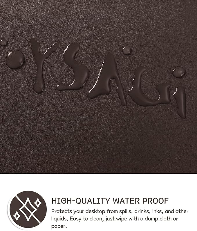 YSAGi Non-Slip Leather Desk Pad, Waterproof Laptop Computer Desk Keyboard Mat, Table Protector Blotter Mat, Large Mouse Pad for Office/Work/Home/Decor(Dark Brown, 31.5" x 15.7")