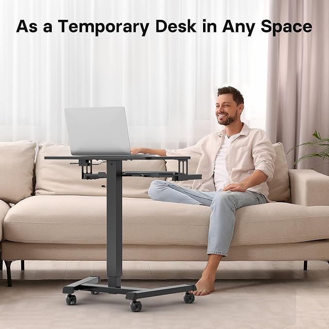 BONTEC Mobile Standing Desk with Keyboard Tray, Mobile Podium on Wheels