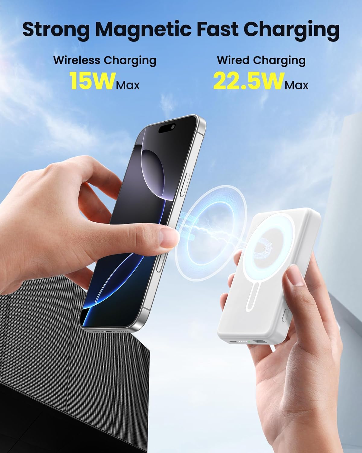 Magnetic Portable Charger Power Bank 12000mAh MagSafe Compatible Battery Pack PD 22.5W USB C Fast Charging Wireless Battery Pack Phone Charger for iPhone 16/15/14/13/12 All Series