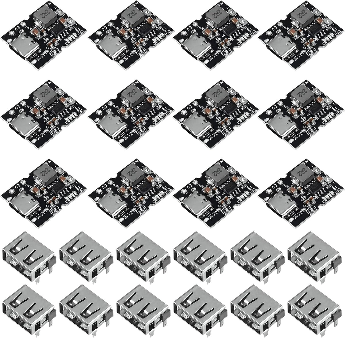 ATNSINC 12PCS 5V 2A Type-C USB Boost Converter Step-Up Power Module Mobile Power Bank Accessories with Protection LED