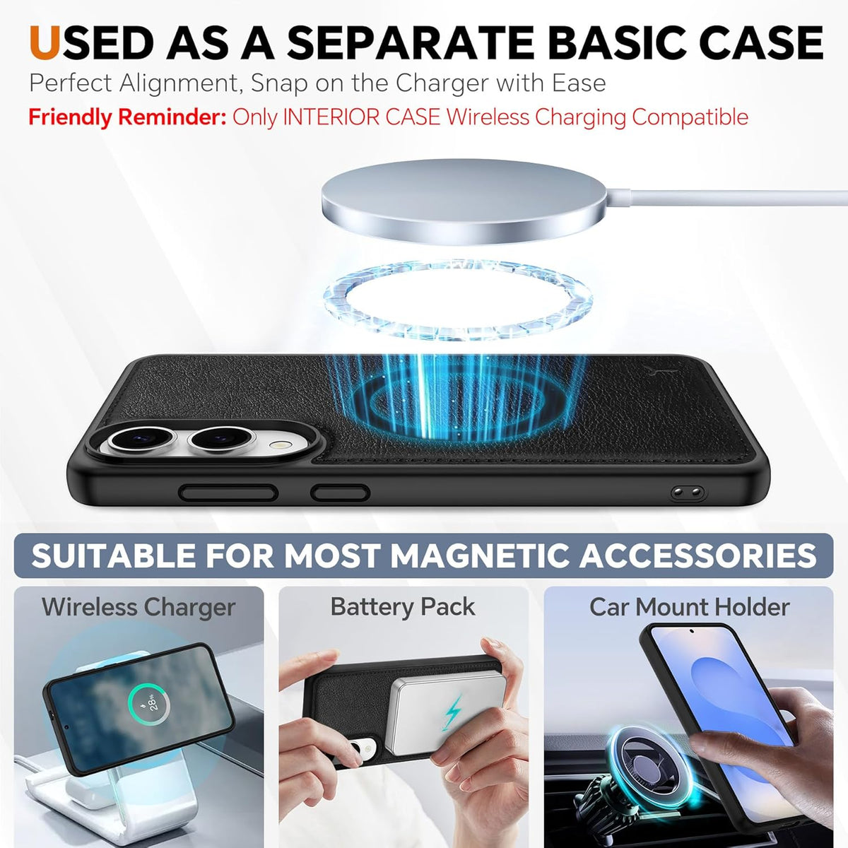TUCCH Wallet Case for Galaxy S25 Edge, [Removable] [Wireless Charging] Wrist Strap RFID Blocking [4 Card Holders] PU Leather Cover, Magnetic Detachable Stand Folio for Galaxy S25 Edge, Textured Black