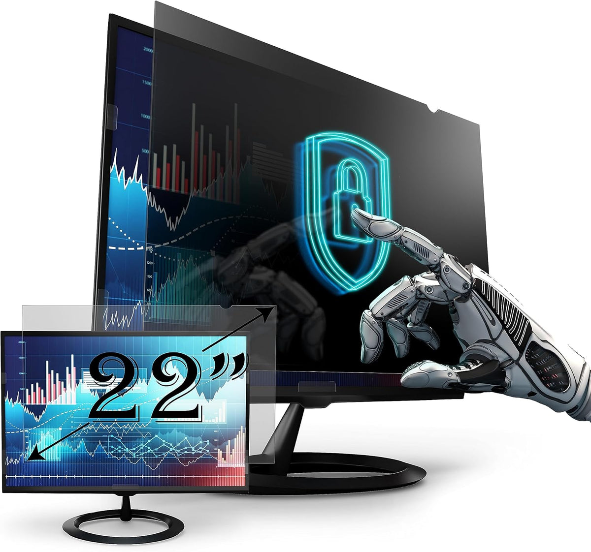 Privacy Screen Filter for 22 Inches Desktop Computer Monitor, Screen Protector Size is 18.7 inch width x 11.7 inch height